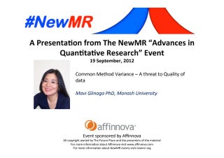 Common Method Variance – A threat to Quality of data