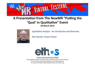 Qualitative Analysis : An Introduction and Overview
