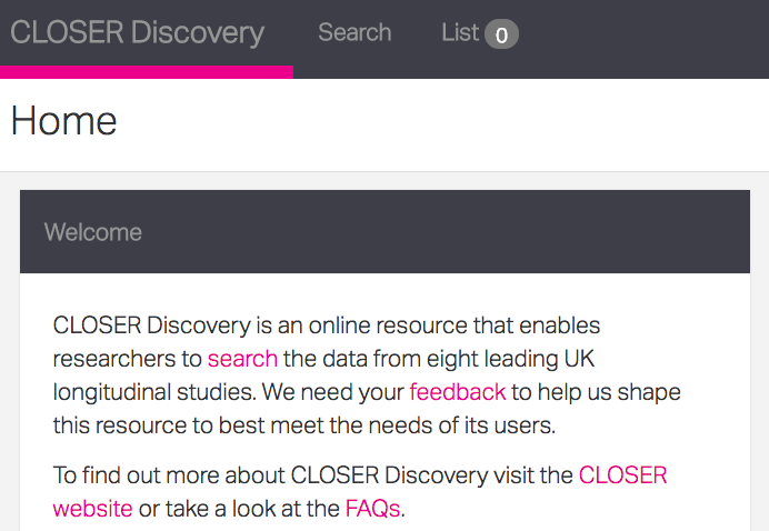 Discovery: a new tool for accessing longitudinal cohort studies