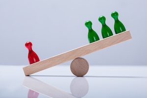 Seesaw with red and green