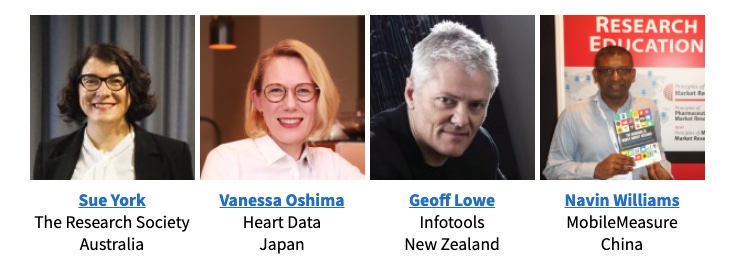 Speakers for APAC, Sue York, Vanessa Oshima, Geoff Lowe, Navin Williams