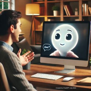 Person speaking nicely to a computer