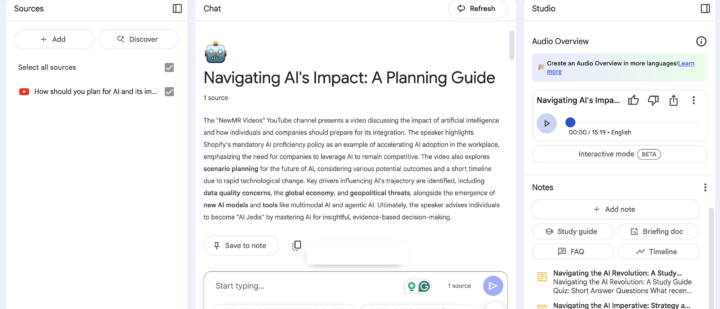 How should you plan for AI and its impact on you? A Ray Poynter presentation shared via Notebook LM