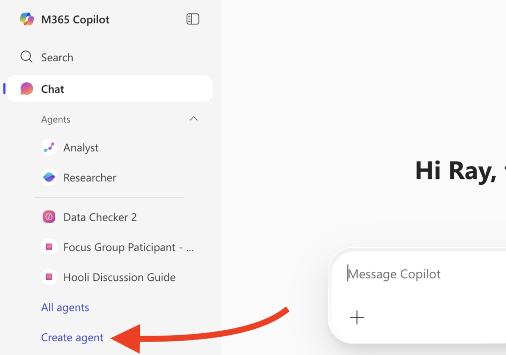 Create an Agent option
