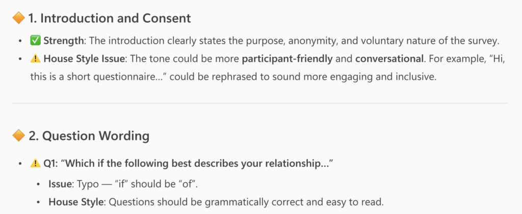 Examples of suggestons